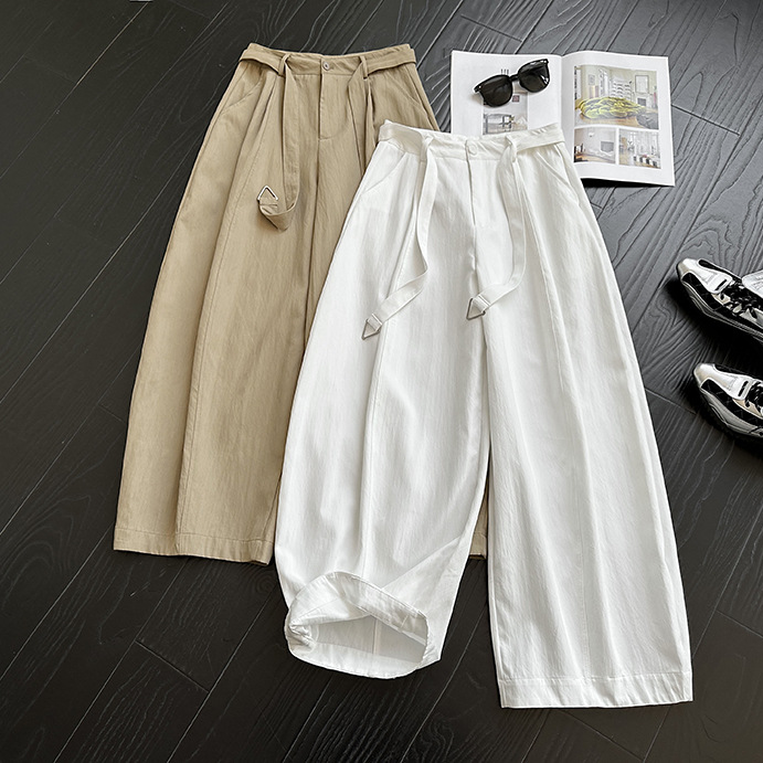 【ボトムス】タック入り ハイウエスト ワイドスラックス レディース 春新作 薄手 ゆったり 体型カバー カジュアル【JZシリーズ】