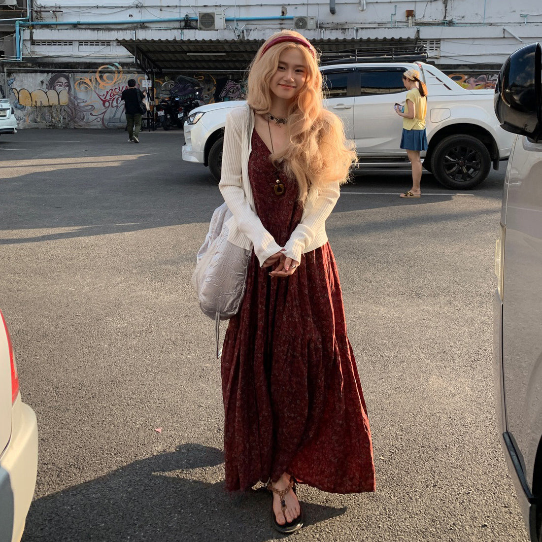 【ワンピース】フレンチエレガンス 花柄 Vネック ノースリーブ キャミワンピース フレアシルエット【SHシリーズ】