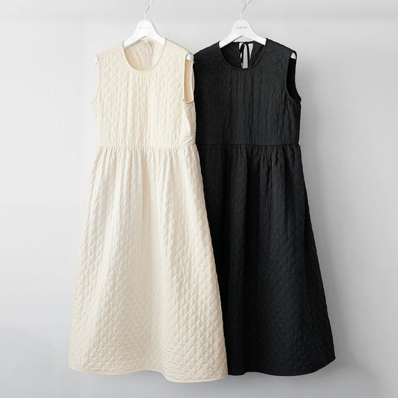 【ワンピース】春秋冬 無地 暖かい ロング ノースリーブワンピース