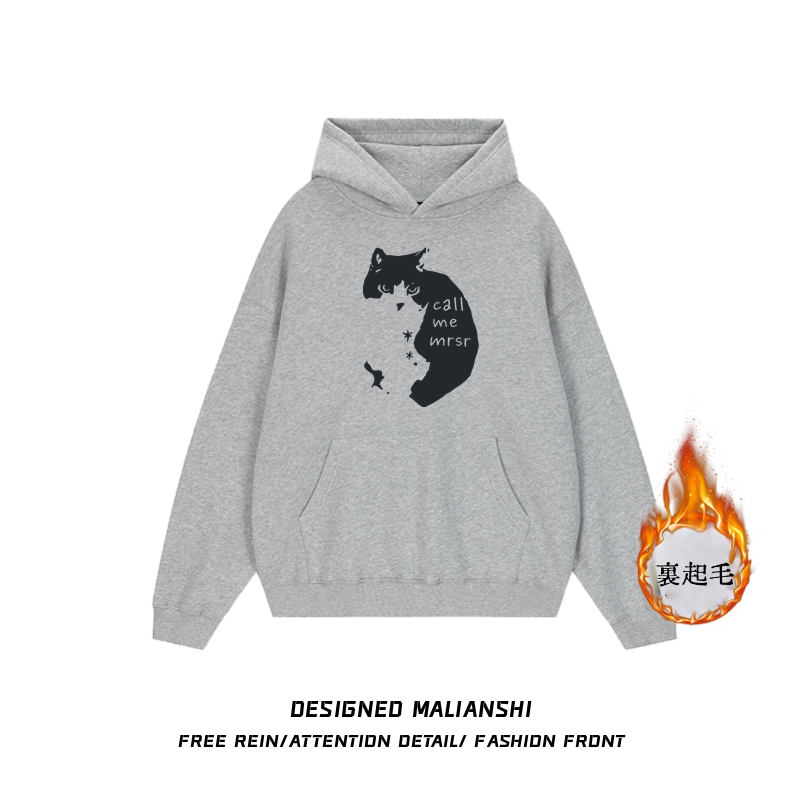 【60%OFF⭐️早い者勝ち】【トップス】ねこ 綿100% フード付き リラックス感 フード付き パーカー【FCシリーズ】