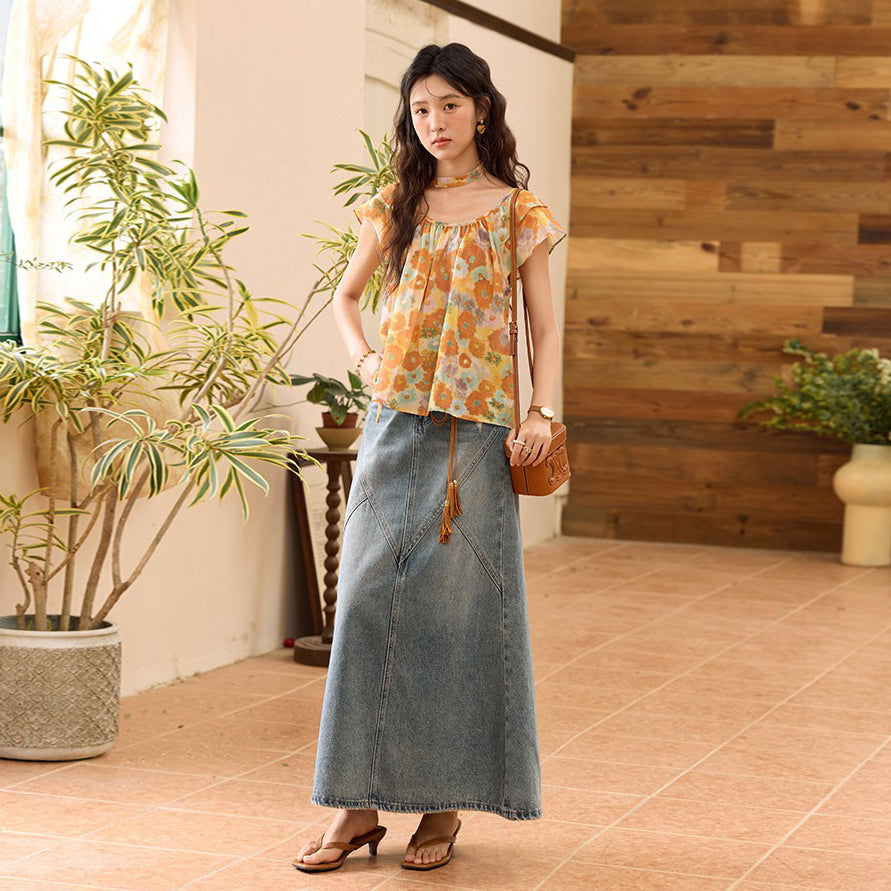 【トップス】夏 カジュアル リゾート風 綿100% 柑橘油絵プリント シャツ【JZシリーズ】【SHシリーズ】