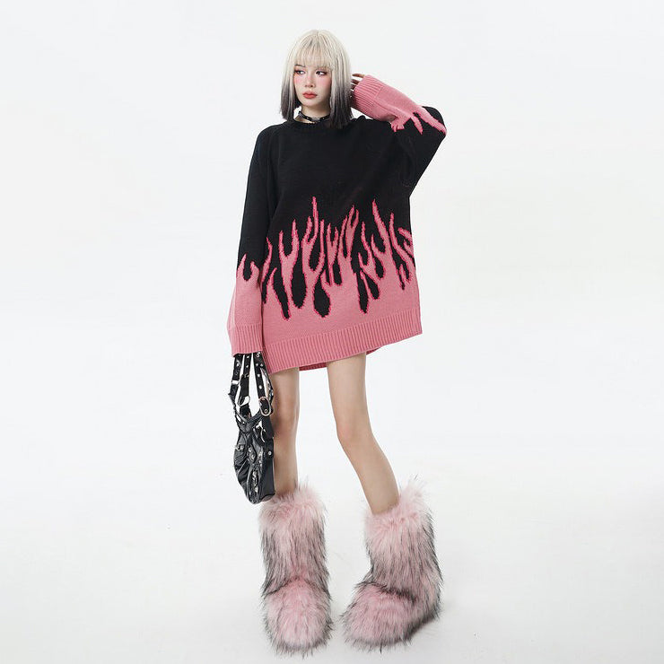 【トップス】デザイン感 クレイジーカラー ニットセーター 男女兼用 グラデーション インスタ風 欧米ストリート オーバーサイズ【FCシリーズ】