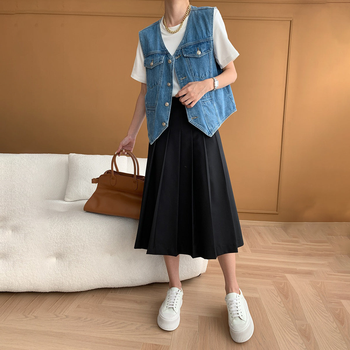 【トップス】春夏秋 新作 通勤 気質 デニム ベスト【SNシリーズ】