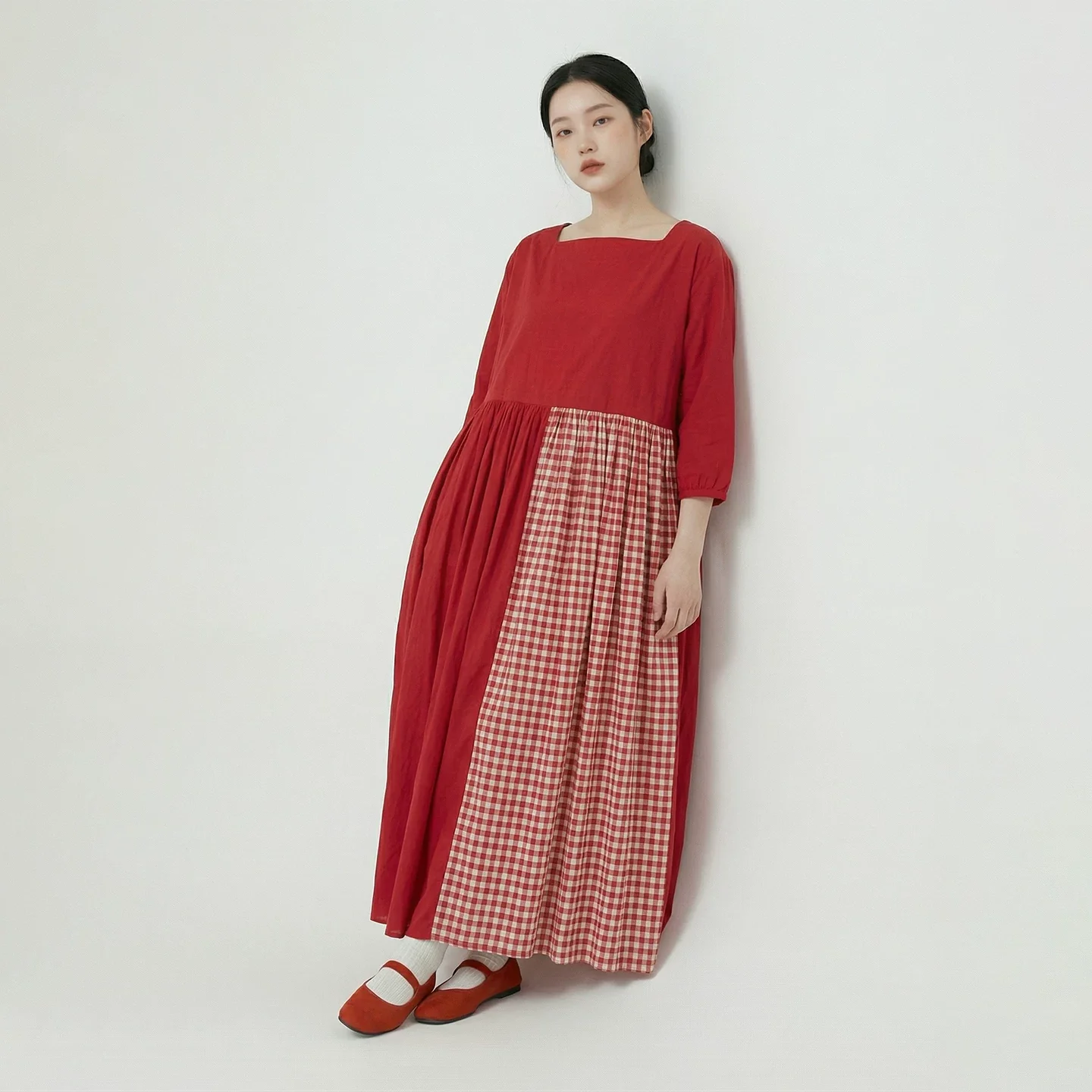 【ワンピース】切り替え 切り替え レトロ フレア 長袖 ワンピース 【JZシリーズ】