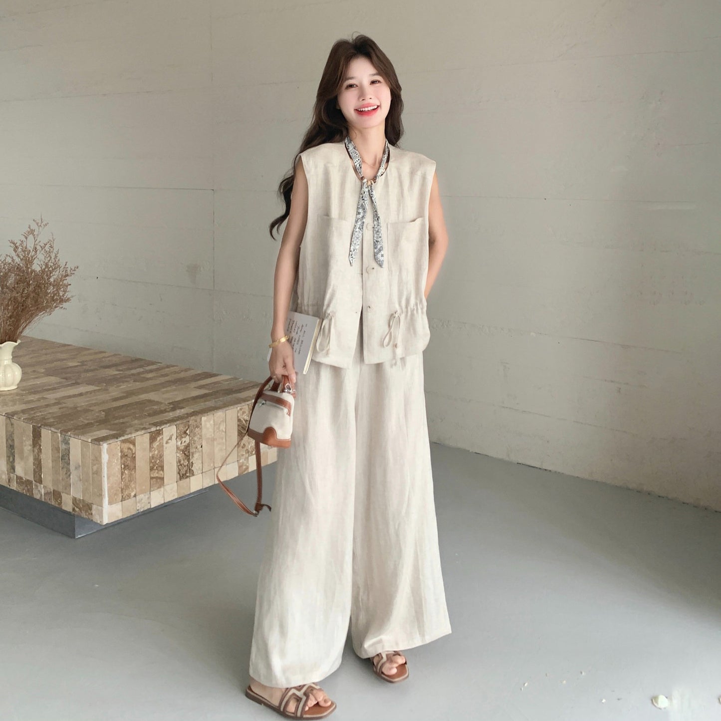 背心+寬鬆闊腿褲套裝|兩件套女|顯瘦休閒韓系穿搭 夏日寬鬆版型【JZ系列】