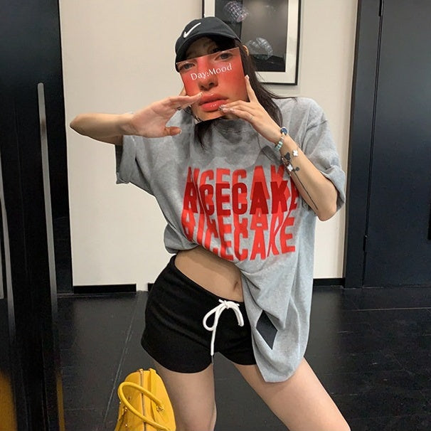 【トップス】レトロ リラックス感 フロッキープリント アメリカンリラックス オーバーサイズ Tシャツ 【FCシリーズ】
