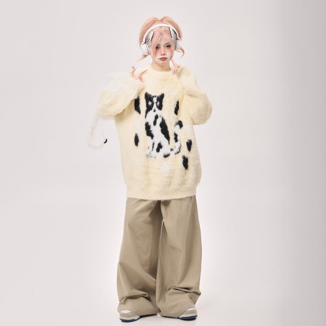 【トップス】ゆったり 小众 上品 クルーネック フェイクミンクニット レディース 秋冬 セーター【FCシリーズ】