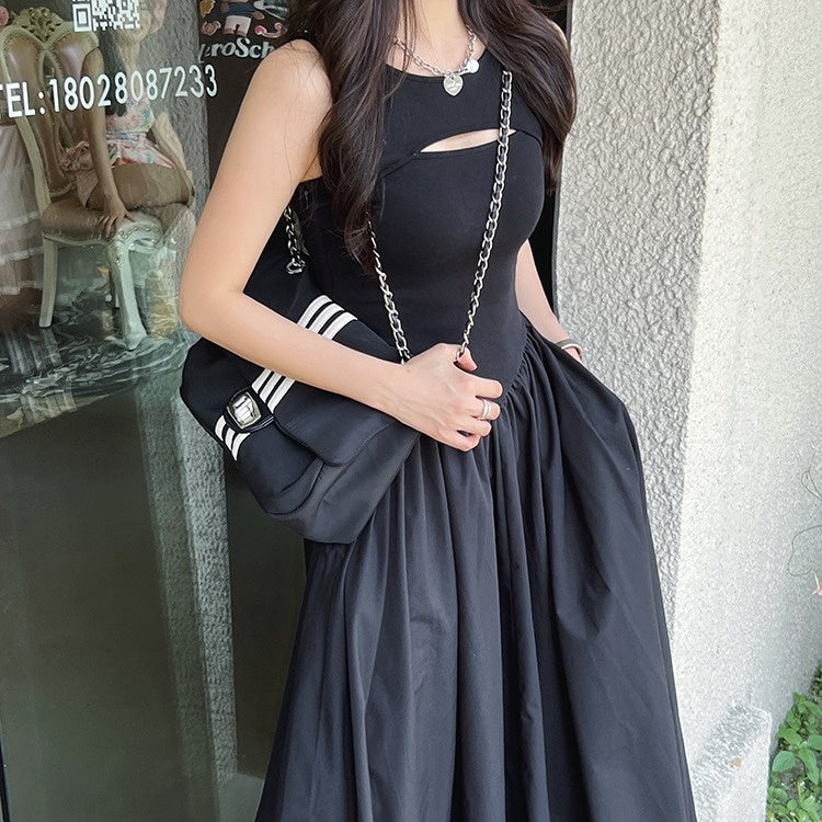 【ワンピース】夏 着痩せ効果 大振裾 ノースリーブ ワンピース 【AHシリーズ】