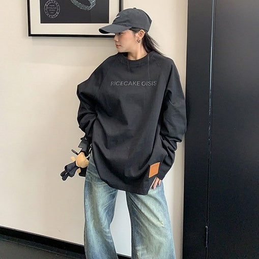 【トップス】ルーズ 立体的 ロゴ 長袖 Tシャツ 【FCシリーズ】