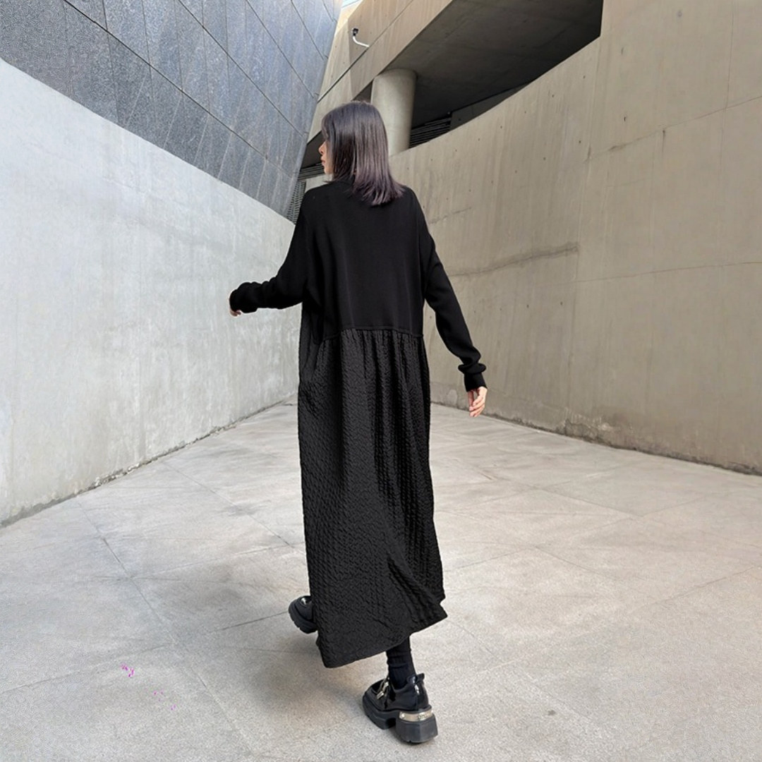 【ワンピース】切り替え 春 秋 冬 ダークテイスト長袖 ワンピース 【AHシリーズ】