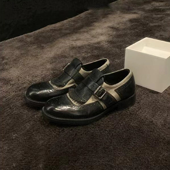 【シューズ】春秋冬 イギリス風 彫刻入り ヴィンテージ パンプス