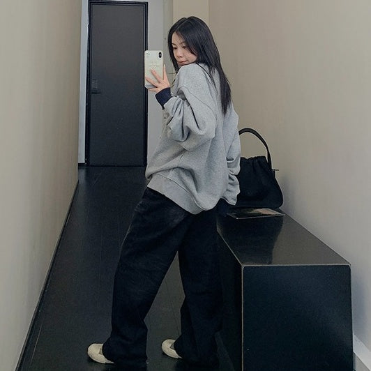 【トップス】春 秋 冬 アップリケ刺繍 配色 クルーネック カートゥーン パーカー【FCシリーズ】