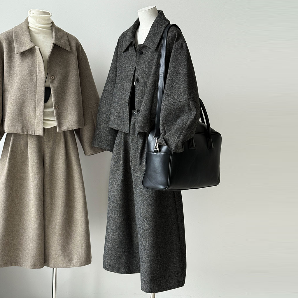 2点セット【セットアップ】秋新作 ウールジャケット+ストレートパンツ 上下セット レディース 韓国風 レトロ 通勤コーデ【JZシリーズ】