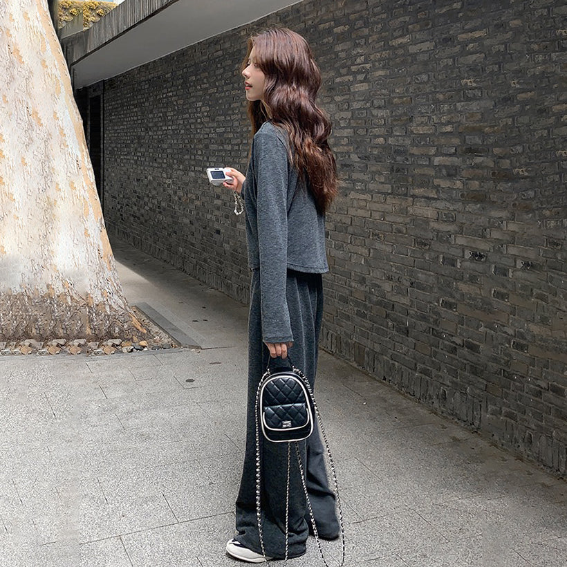 2点セット!【セットアップ】高級感 スウェット × ワイドパンツ セットアップ レディース 春秋 新作 カジュアルスポーツ 2点セット ゆる感で超可愛い【JZシリーズ】