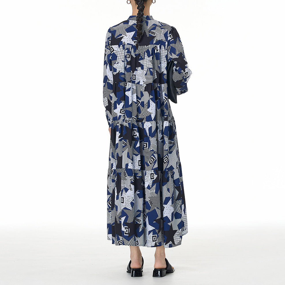 【ワンピース】ボヘミアンスタイル レトロ ティアードワンピース 春夏新作 大きいサイズ レディース ゆったり 長袖 体型カバー ロングワンピース【SHシリーズ】