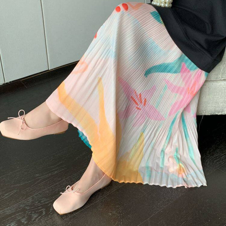 【ワンピース】ゆるっと着るだけで細見え✨大きいサイズ ロングワンピース 半袖 プリーツ裾 切り替えデザイン リゾート風 夏ワンピ【SHシリーズ】