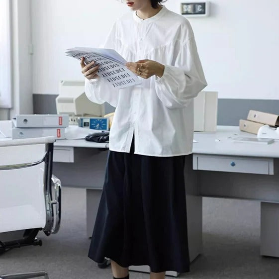 【トップス】フェミニン 春夏 ラウンドネック シャツ