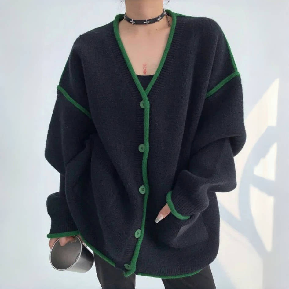 【アウター】【10~15日内発送】Vネック 春秋 厚手 セーター ジャケット 【FCシリーズ】