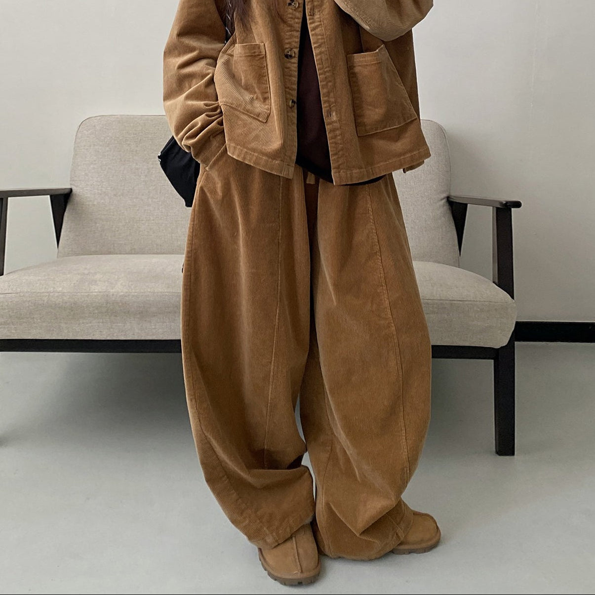 【セットアップ】【単品注文】コーデュロイ ジャケット+ ゆったり カジュアル ワイドパンツ 上下セット 【FCシリーズ】