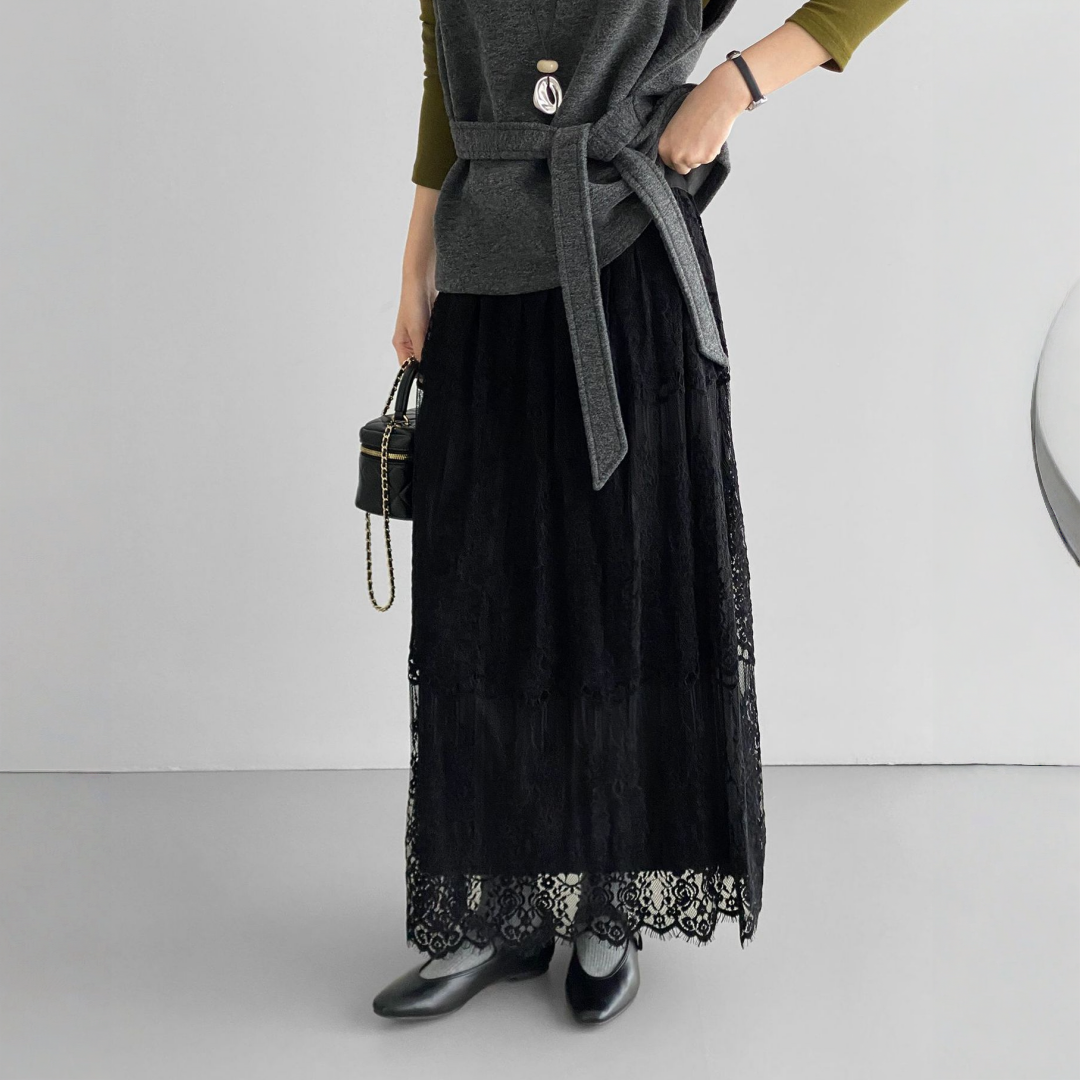 【ボトムス】春 秋 冬 レトロ レース 刺繍 Aライン スカート 【JZシリーズ】