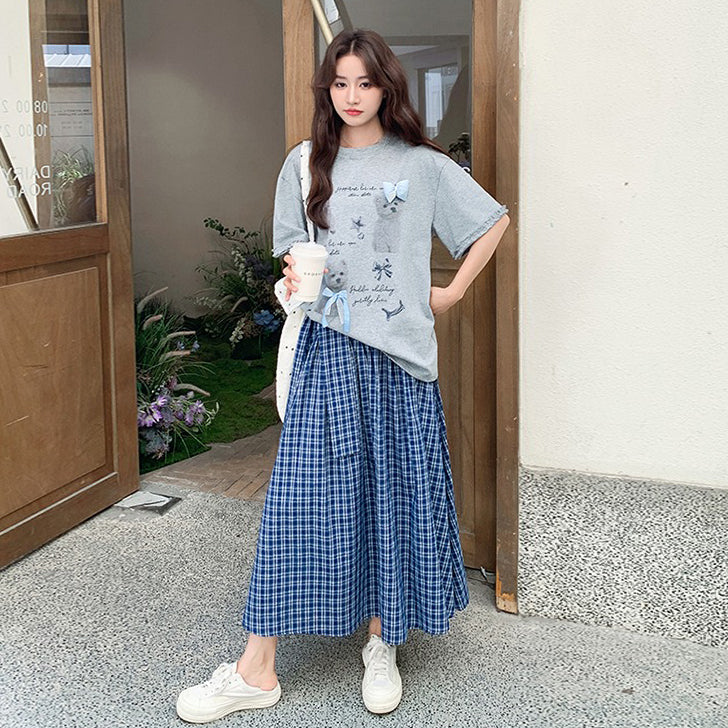 2点セット!【セットアップ】フレンチ風 若見え甘めTシャツ×スカート 上下セットレディース 夏 可愛い おしゃれコーデ OOTD【SHシリーズ】