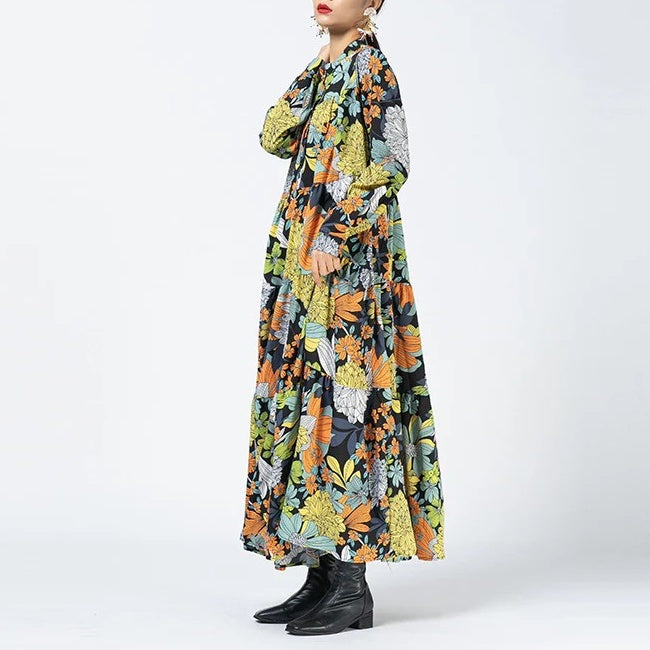 🔥超人氣商品🔥【洋裝】春秋冬碎花大尺碼寬鬆休閒長袖洋裝【SH系列】