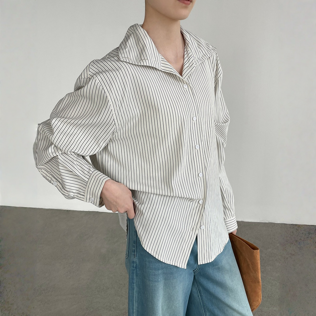 【トップス】知的コーデ 通勤 ストライプ 長袖シャツ 【JZシリーズ】