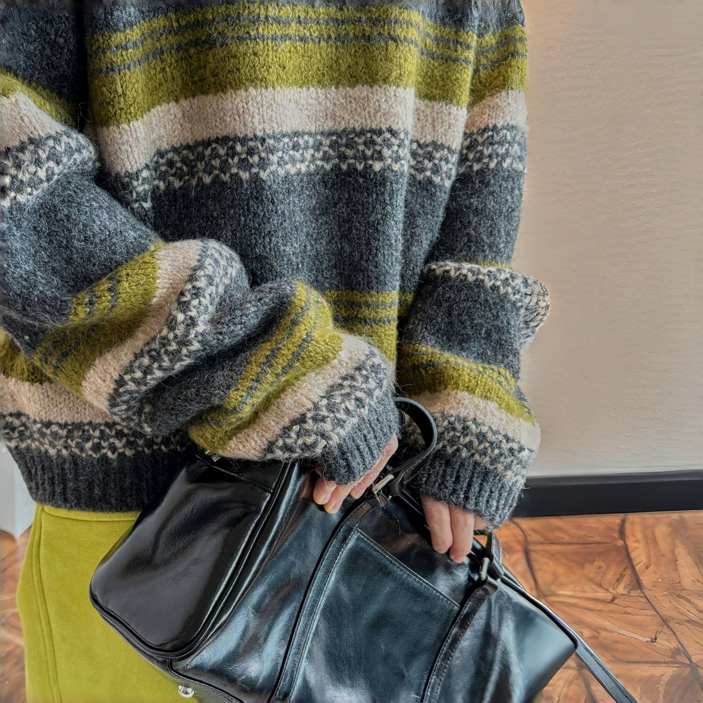 【トップス】秋冬 ストライプ柄 ゆるリラックス セーター 【SNシリーズ】