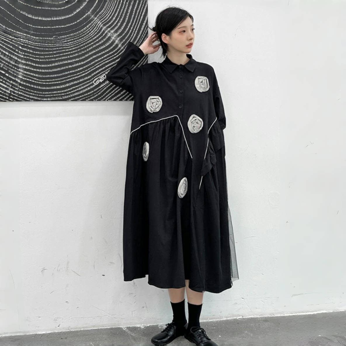 【ワンピース】春秋冬 切り替え シャツ 長袖 ワンピース【AHシリーズ】