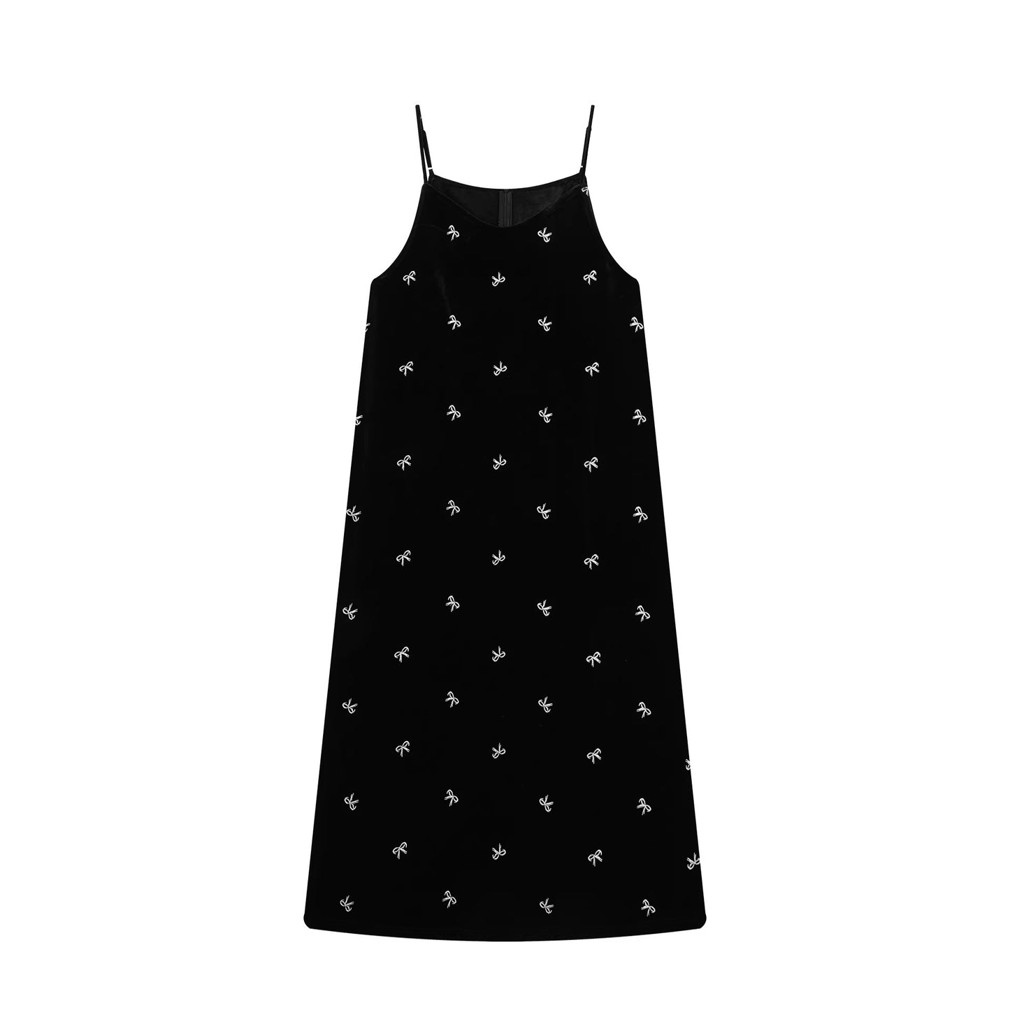 【ワンピース】ベロア刺繍 Vネック ノースリーブ ワンピース レディース 秋冬 韓国風 厚手 Aライン ロング丈【SHシリーズ】