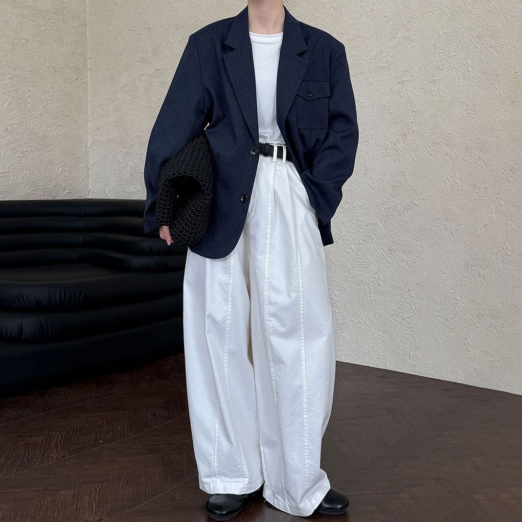 【アウター】フレンチ風 ポケット付きスーツジャケット レディース 秋新作 オーバーサイズ カジュアルアウター【SNシリーズ】