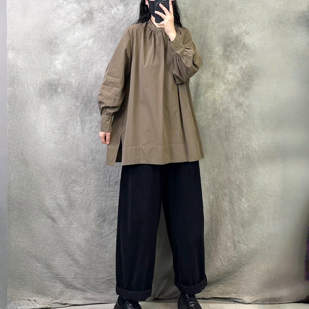 【トップス】春 秋 冬 着回しやすい クルーネック 長袖 シャツ 【JZシリーズ】