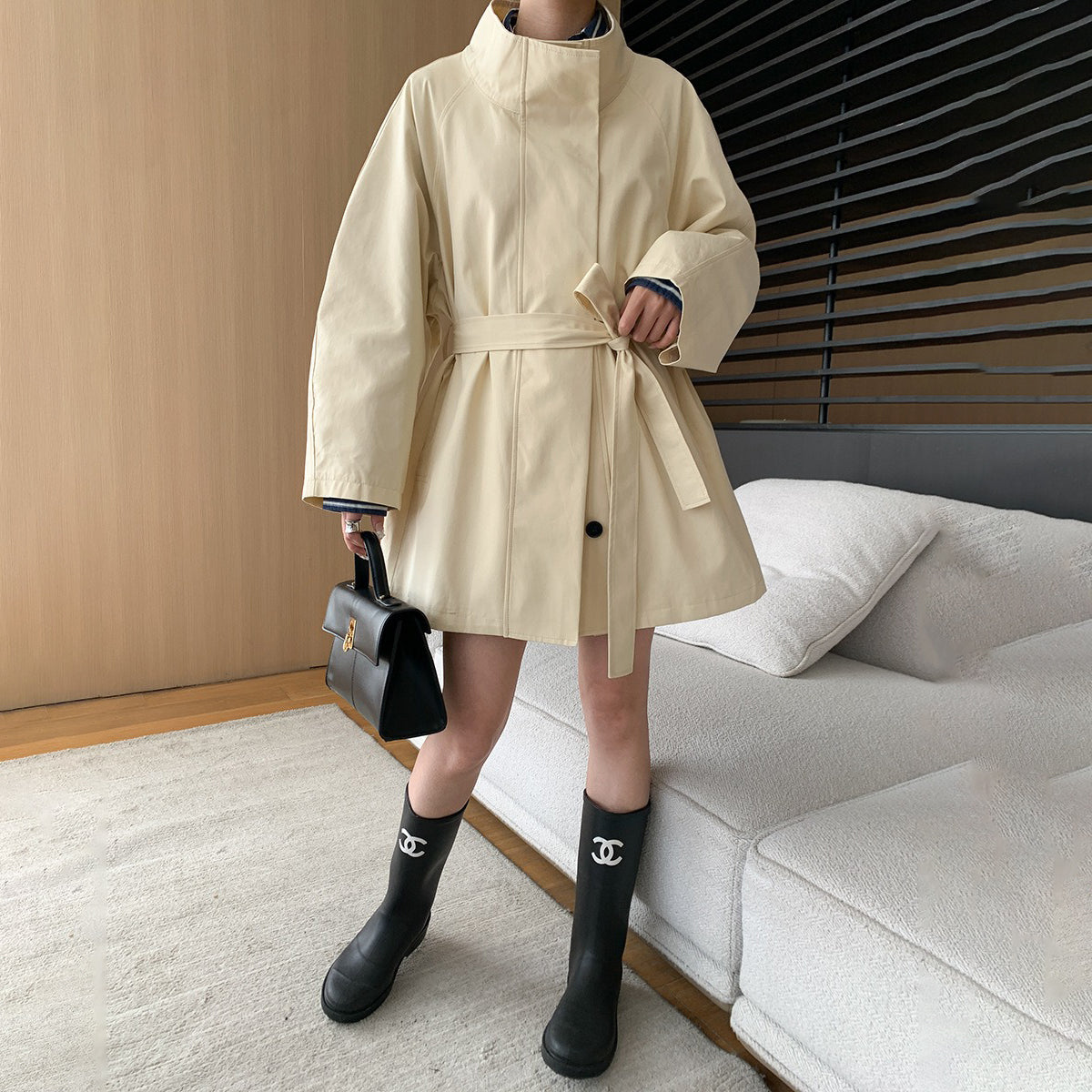 【アウター】高級英国風 気質 春秋 スタンドカラー トレンチコート【SNシリーズ】