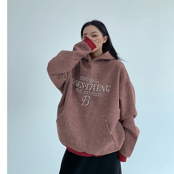 【トップス】春 秋 冬 ビーズ付き フード付き ヴィンテージ風 パーカー 【FCシリーズ】