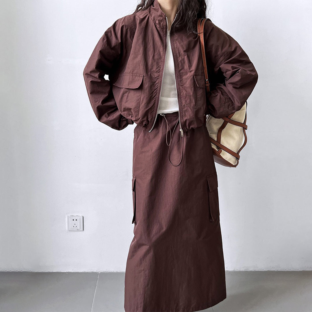 【セットアップ】売れ筋 韓国風 春夏秋 アウター+スカート 上下セット【SNシリーズ】