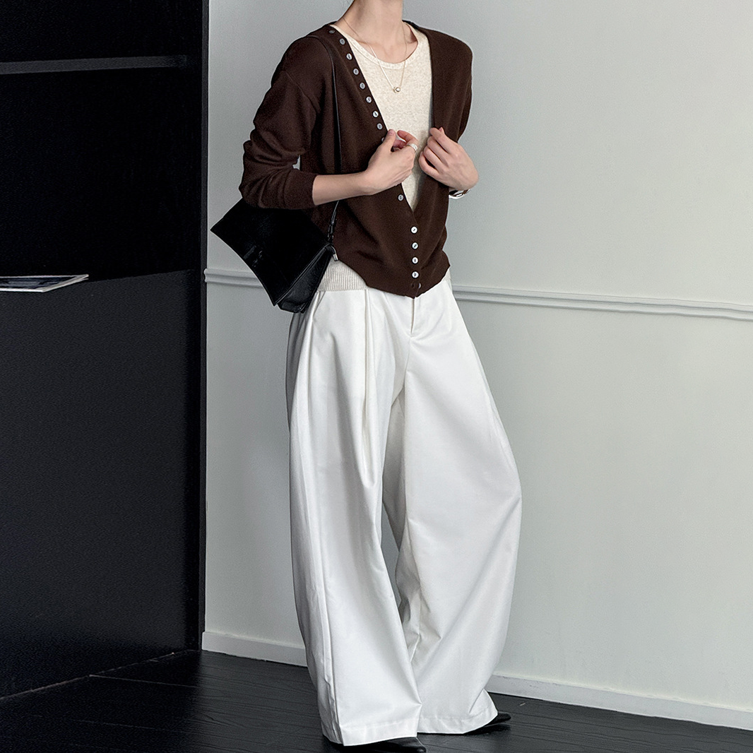 【トップス】初秋新作 韓国風 Vネック ニットカーディガン+ノースリーブニットタンク 2点セット【JZシリーズ】