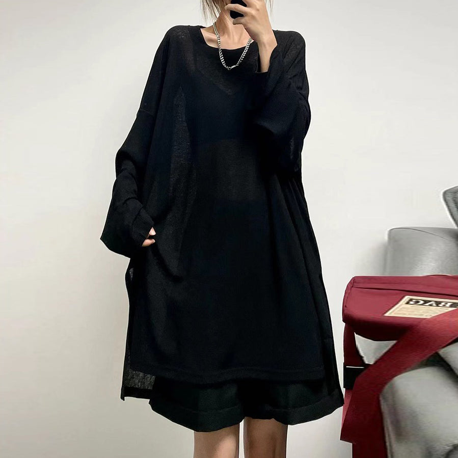 【トップス】韓国風 通気性 夏 物理的な日焼け防止 ロング Tシャツ