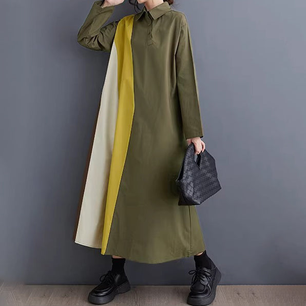 【60%OFF⭐️早い者勝ち】【ワンピース】ゆったり 大きいサイズ ピンチバック チュニックドレス シンプル カジュアル 通勤 スウィート 長袖 ワンピース【JZシリーズ】