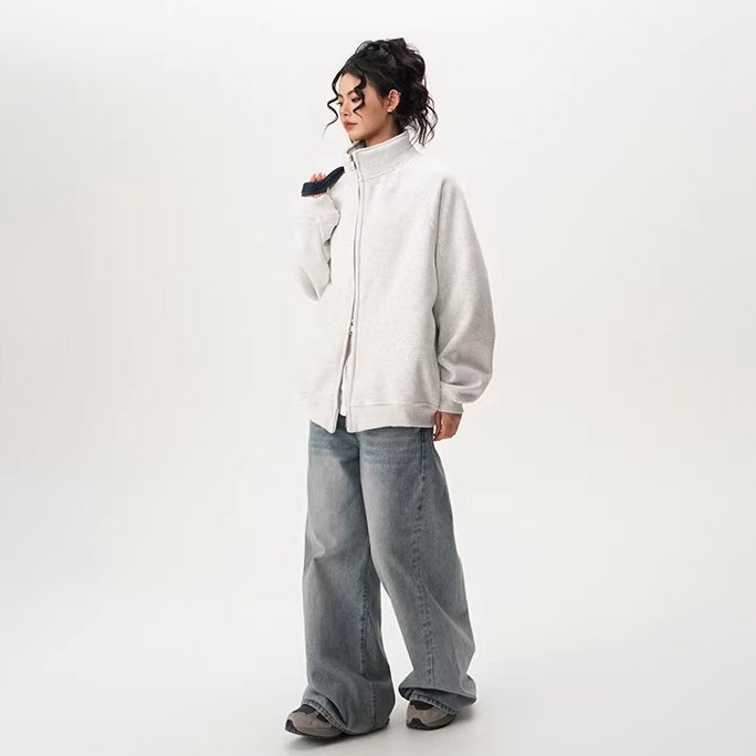 【アウター】アメリカン スポーツ風 立ち襟 ニットカーディガン ユニセックス セーター【FCシリーズ】