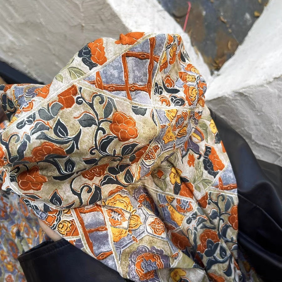 【ボトムス】花柄 春 秋 冬 大振裾 レトロ スカート 【SHシリーズ】