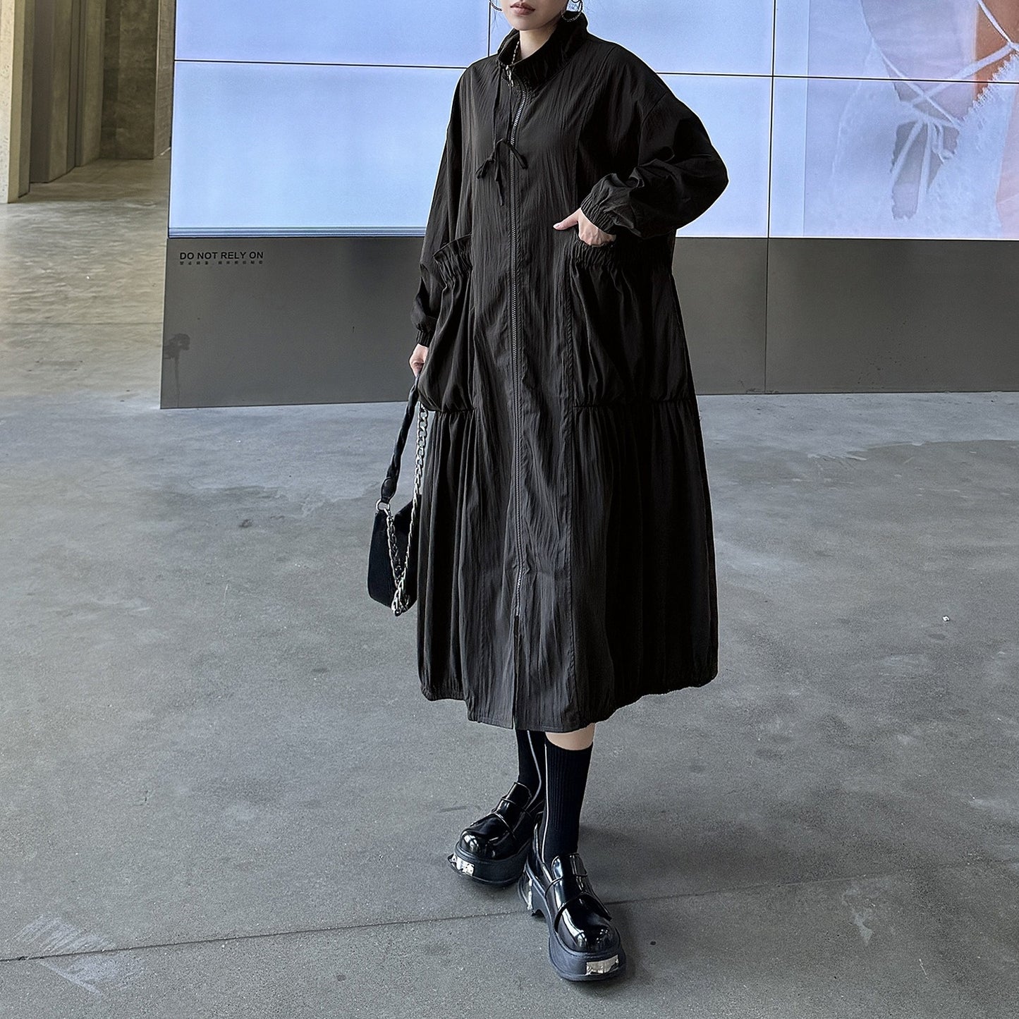 【ワンピース】春秋 楽天人気アイテム レトロ シャーリング 長袖ワンピース