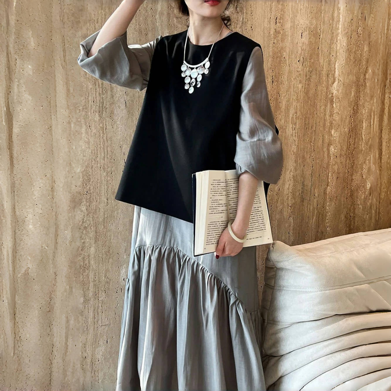 【ワンピース】夏春秋 新作 シャーリング 気質よい 半袖ワンピース【SNシリーズ】