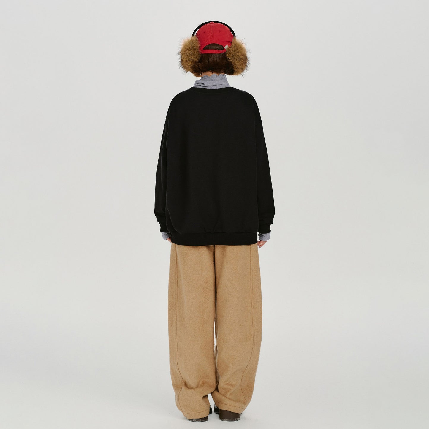 【トップス】アメリカンレトロ 刺繍デザイン フェイクレイヤード クルーネックスウェット 裏起毛 パーカー【FCシリーズ】