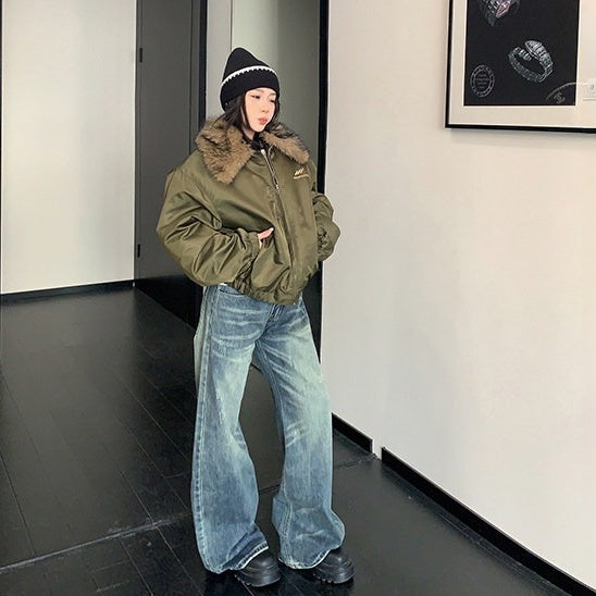 【アウター】ファー襟 厚手ショート丈 中綿ジャケット 【FCシリーズ】