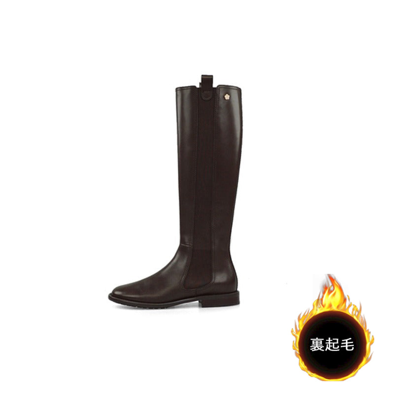【シューズ】春秋冬 マストアイテム 無地 裏起毛 防寒 合わせやすい ハイバレルブーツ