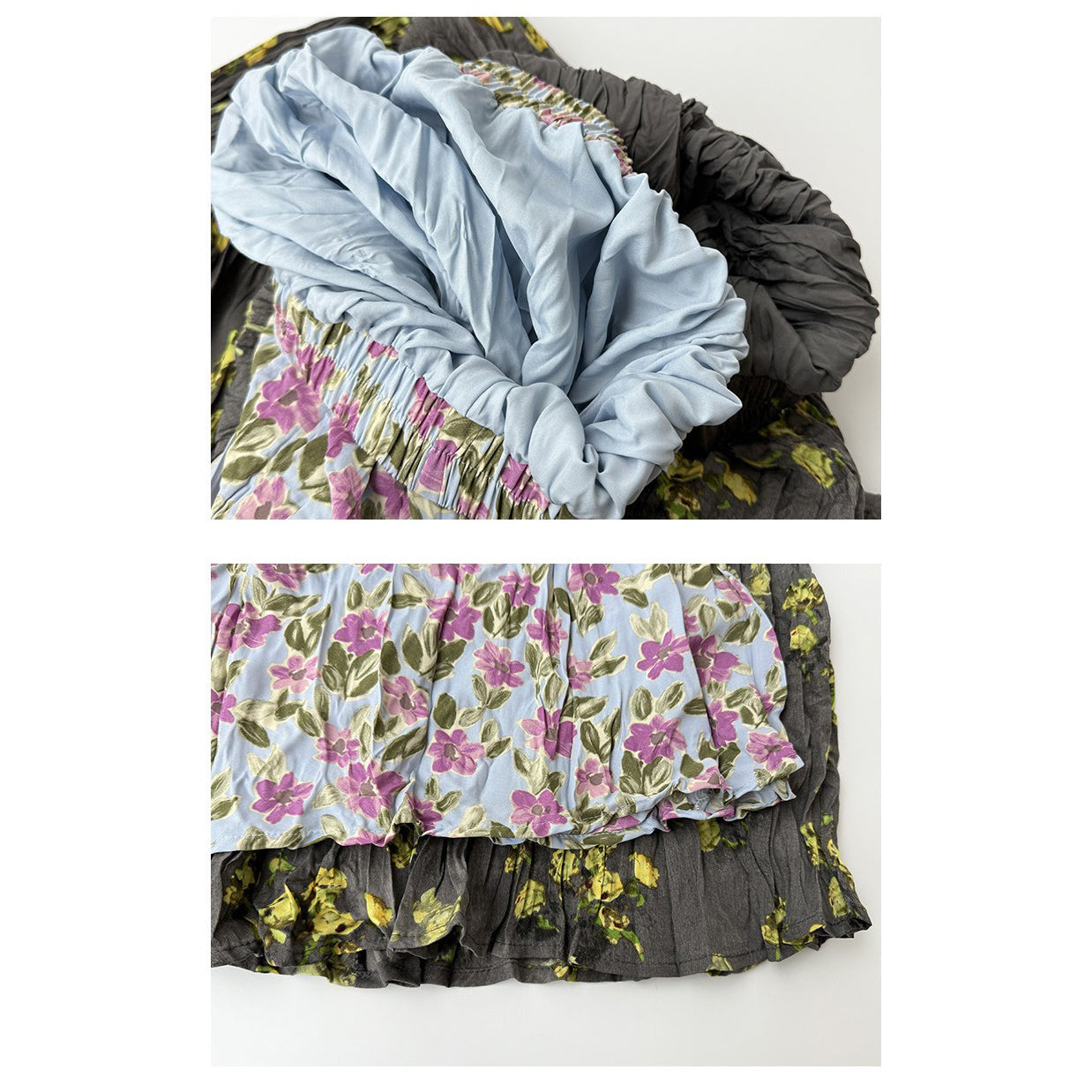 【ボトムス】春夏新作 気質 ゴムウエスト リゾート風 プリーツフラワー柄 スカート【SHシリーズ】