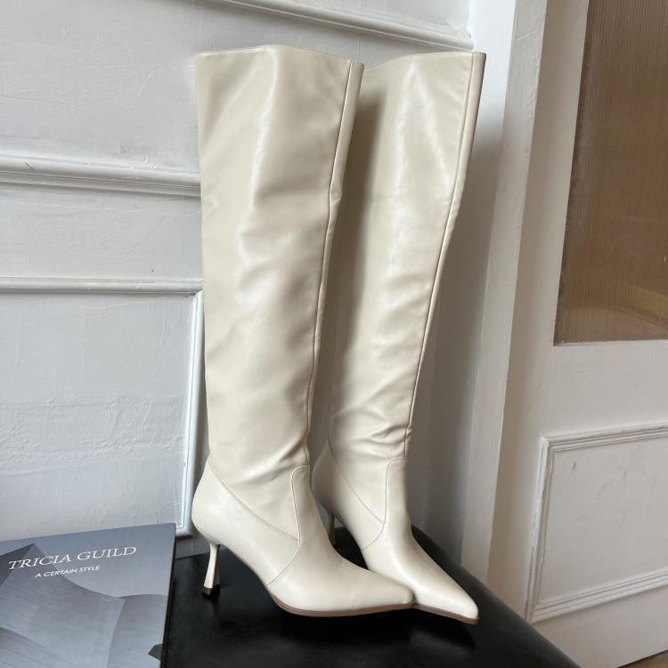 【シューズ】春秋冬
脚長効果 着痩せ ニーハイ ハイバレルブーツ