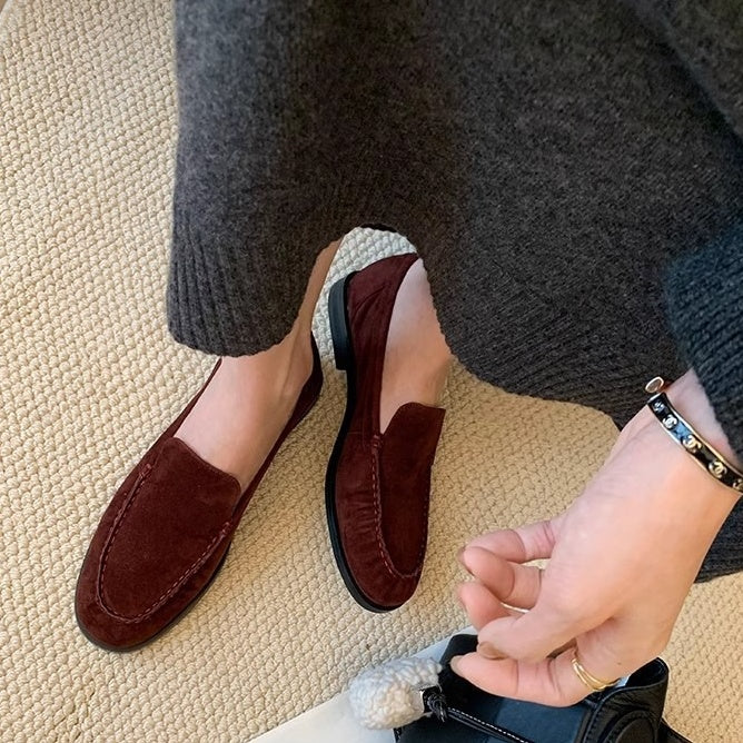 【シューズ】春秋冬 レトロ 本革 秋冬 パンプス