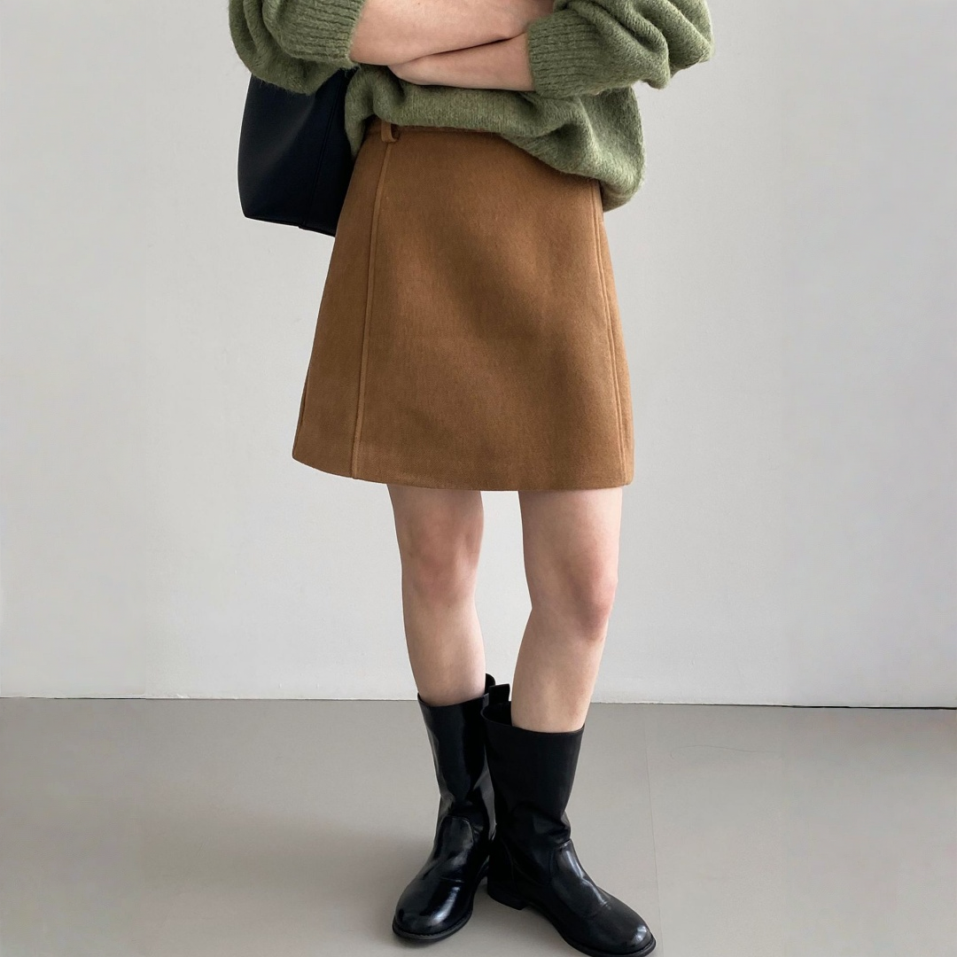【ボトムス】春 秋 冬 ハイウエスト タイトフレア ウール混スカート 【JZシリーズ】