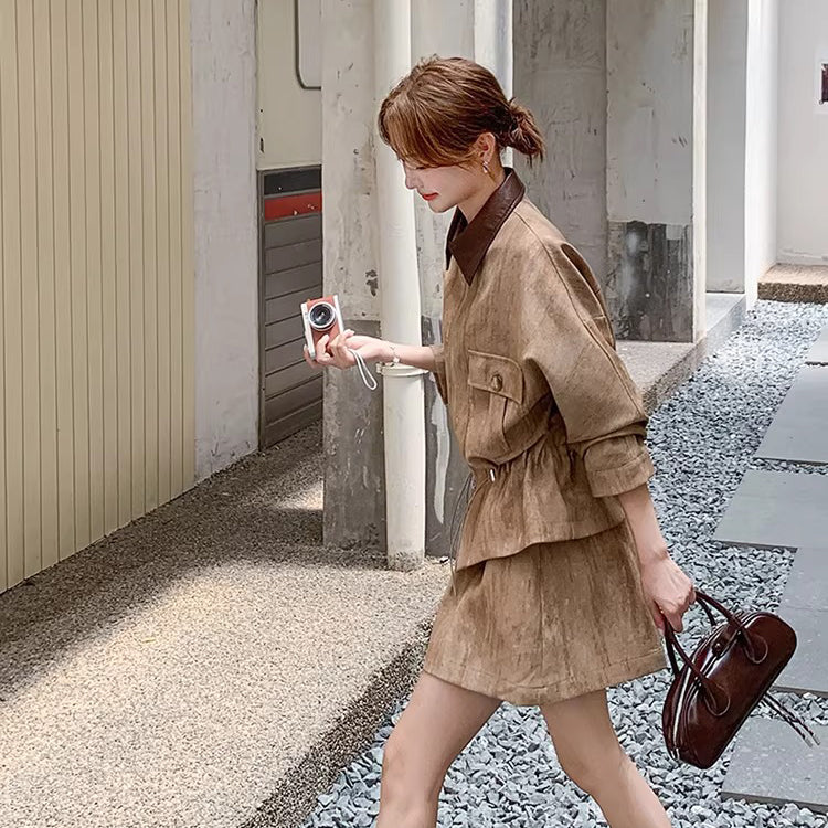 【セットアップ】タイダイ ジャケット+ショートパンツ ハンサム 細見え 2点上下セット レディース【JZシリーズ】